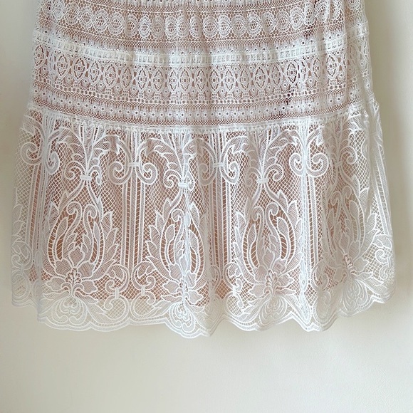 NWOT MONIQUE LHUILLIER Lace Dress; A-Line, Short Sleeves, Jewel Neckline - Picture 7 of 8